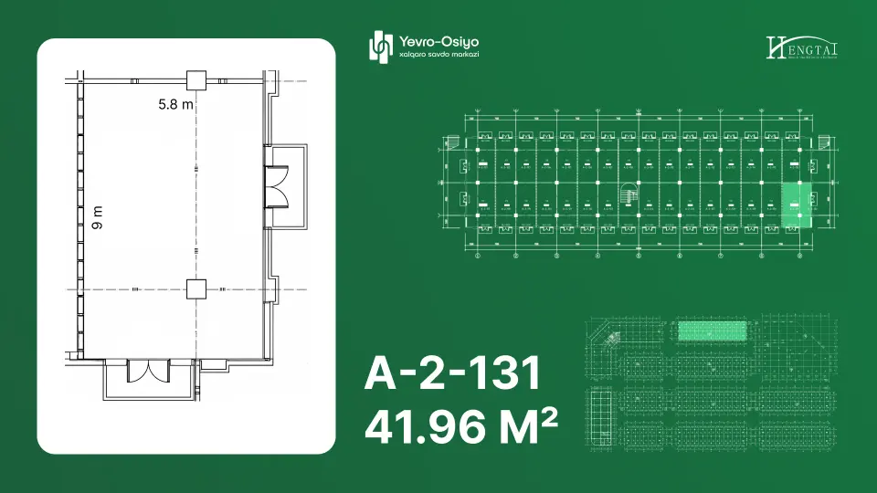 Planirovka — 1 xonali · 42 m²