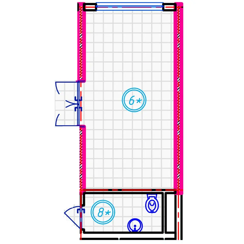 Planirovka — 1 xonali · 21,3 m²