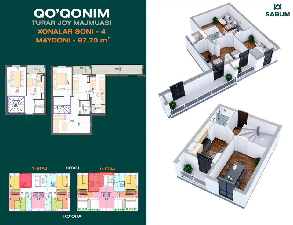 Planirovka — 4 xonali · 97,7 m²