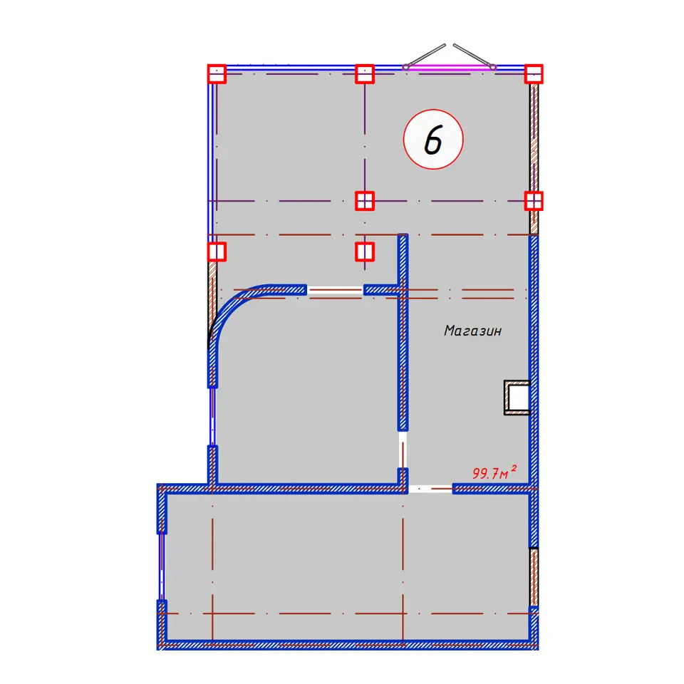 Planirovka — 1 xonali · 99,7 m²